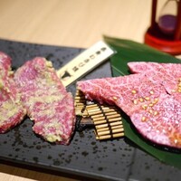 にく稲 - 赤身のわさび焼き、本日の希少部位（フィレ）