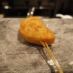 串揚げ かたやま - 蓮根の海老すり身詰め（おろしポン酢 or 特製たれ）