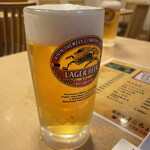 Yokochou - 寒くても頼んでしまう『生ビール（中）¥550』。