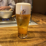 温石 - エビス生、飲む瞬間に泡がもこもこ隆起する入れ方120点の生でした‼︎