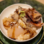うを徳 - 2022.1 煮イカ・煮牡蠣・煮ホタテ丼