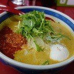 カレーうどん屋 咲々 - あったかい おうどん（カラ油＆温泉たまご）