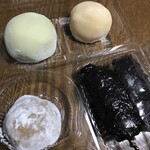 餅工房みやび - キウイ大福 冬みかん大福
      カフェオレ大福 串団子2種（ごまだれ 胡麻餡）