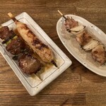 Fuuryuutei Sumibi Yakitori - おまかせ三種・きも、つくね、若鶏（1串）