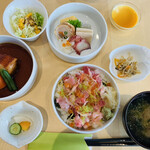 Izuno Ryoushi Baru Otameshiya - 3段重定食1000円（税込）