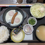 松のや - 特朝ソーセージエッグ定食（390円）