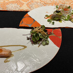 嵐山MITATE - お皿割れてる？！と思いながら、こちらもロミジュリ。引き離された恋だとかで。きゃー悲しい。でもお料理美味しい〜キャビア乗ってる。強肴ですね