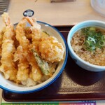 天丼・天ぷら本舗 さん天 - 上海老天丼と小温そば780円