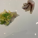 RISTORANTE IMAI - 前菜：ヒラスズキと真鯛のカルパッチョ 大分産だそう。とても新鮮で、野菜も美味しい。