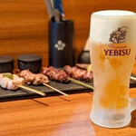 Ebisu Yakitori Shingo - ビールのグラスはキンキンでご提供！