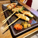 牛タンいろ葉 - 豚バラ野菜巻き串　トマトバジル巻　みょうが巻　ニンニクの芽巻