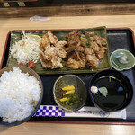 Kumaki Shokudou - シロコロ定食唐揚げ付きおかず大盛りご飯大盛り1200円