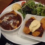 あらえびす - 日替わり定食　ハンバーグ＆カキフライ