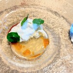 La Brianza - ストラッチャテッラチーズカプレーゼピリ辛スープ。クリーミーなチーズ、複雑さもあるスープピリ辛アクセントいろいろな味わい絶妙♪