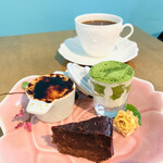 ポカポカ - ランチメニューにプラスした3種のスイーツとコーヒー