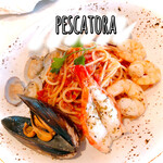 Pescatora with seafood and tomatoes