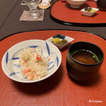 御料理 寺沢 - かにめし､赤だし椀と香の物