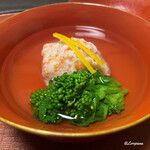 御料理 寺沢 - 蟹真薯と菜花の椀物