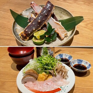 h Kanazawa - 焼きタラバ蟹とクエしゃぶコース