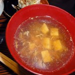 もつ焼　多しろ - 味噌汁があるとほっとする　日本人だなあ