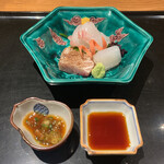 尾頭橋すみや - 本日の刺身　かんぱち、鯛、イカ