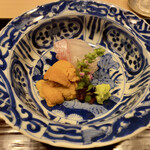 霞町 やまがみ - 造り 鯛と雲丹