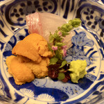 霞町 やまがみ - 造り 鯛と雲丹