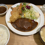 Bomba Kicchin - [ハンバーグステーキ定食 デミグラスソース]＋チーズハムカツ＋クリームコロッケ