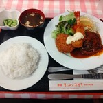 キッチンスズキ - 洋風ハンバーグ、海老フライ、カニコロッケ［1,280円］