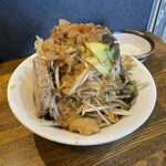 麺屋さすけ - ニボ混ぜジロー(おい飯付)¥1.000 ヤサイアブラマシ