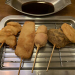 Hokkaidou Tokachi Kushikatsu Mirakurutei - 串揚げ（ホタテ 長いも トマト しいたけ れんこん）