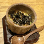 天ぷら たけうち - カニと白子、海苔の茶碗蒸し
