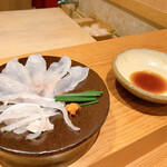 天ぷら たけうち - トラフグ(4.5kgらしい)の刺身
