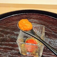 日本料理 研野 - 金時ニンジン塩だけ、下はちんたん（清湯）で煮た金時