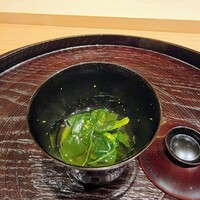 日本料理 研野 - 大原のちぢみほうれん草の温かいお浸し