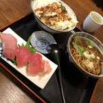 一乃庵 - マグロ天丼セット（かけそば）1050円　通常1150円