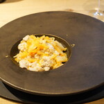 h ORTO - 発酵白菜、鱈の白子のパスタにカラスミをかけて