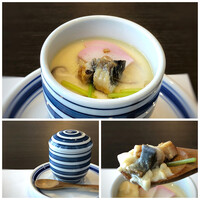 うなぎ処 山道 - ＊茶碗蒸し・・上には小量の「鰻」が。茶碗蒸し自体も、美味しい。