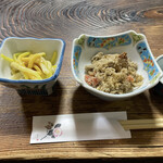 久保田 - あさつきのぬたと糸コンのたらこ和え