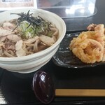 Sobadokoro Saitou - 肉そばげそ天野菜セット￥1090