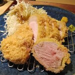 とんかつ けい太 - ロースカツ定食にひれかつをシェア
