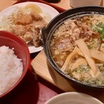 Joifuru - 背脂たっぷり鉄鍋醬油ラーメン（ねぎ3倍盛）+ラーメン唐揚げセット