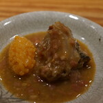 すし 喜邑 - 渡り蟹のブランデー漬け・卵黄ご飯