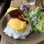 バナナカフェ - オムレツハンバーグプレート