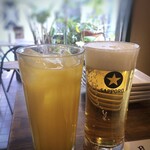 オガサワラ - ◆夫は「ビール」、私はカシスオレンジを頂きたかったのですがカシスが切れていると言うことで「ライチオレンジ」を。 カシスが好きですが、これもイケマス。