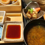 宮崎料理 万作 - わらびもち、お味噌汁