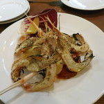 IL PINOLO LEVITA - スカンピのグリル　早取りのタケノコ　自家製セミドライトマト添え　1800円