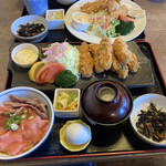 醍醐 - 牡蠣フライ定食をローストビーフ丼にして1,550円