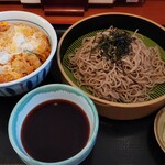 Yamada Udon Shokudou Kamei Noten - 『 朝定食・かき揚げ丼セット （ ザルそば選択、そば大盛 ）』  680円＋100円