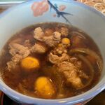 そば処 大和 - 鶏もつのつけ汁のアップ